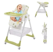 Foldable Highchair - 5 Height Settings, 3 Recline & 4 Tray Positions 6Mo - 3Yrs