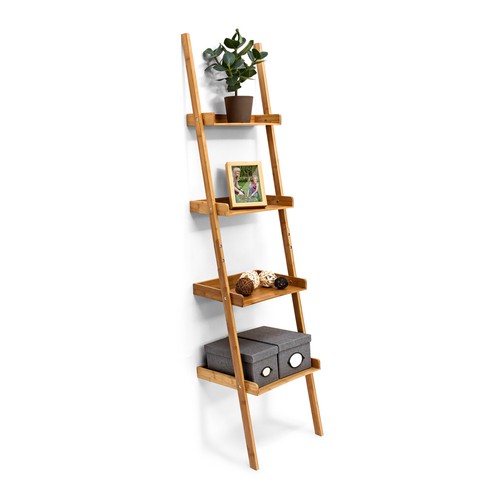 Ladder shelving unit bamboo - shelving,