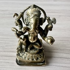 Vintage Brass Ganesha Figure Ganesh Hindu God 3" (264g) Collectable
