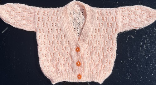 Peach cardigan hand knitted - cardigan,
