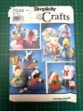 Puffy Animals Soft Toy Ornament Sewing Pattern NEW UNCUT Simplicity Crafts 7043