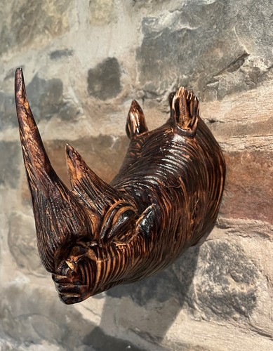 African rhino wall hanging - african,