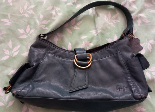 Ladies handbag green leather - handbag,