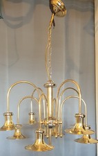 Beautiful Quality & Rare Style Vintage Brass & Chrome 8 Arm Chandelier c1950/60s