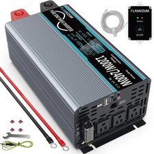 FLAMEZUM Pure Sine Wave Power Inverter 1200 Watt Inverter 12V DC to 240V AC-READ