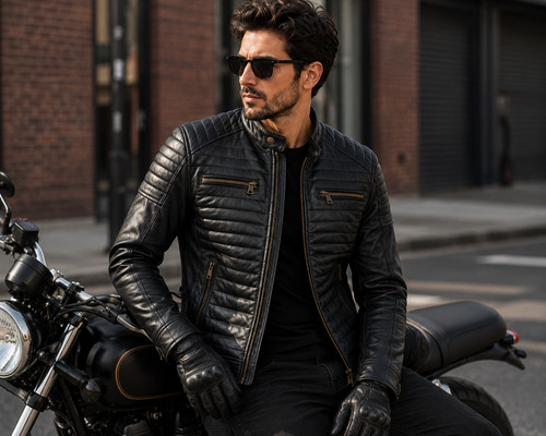 Men black genuine lambskin - black,