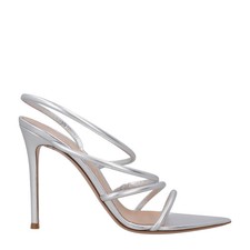 GIANVITO ROSSI Womens Ettie 105 Silver Leather Slingback Sandals UK7 RRP 756