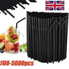 Plastic Flexible Straws Bendy Black Recyclable Drinking Cocktail Straws 1 - 5000