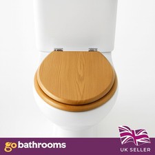 Oak Effect MDF Toilet Seat with Easy-Clean Finish and Sturdy Universal Fit
