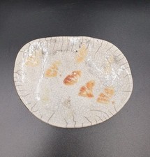 Louise Ebbmar Studio Pottery Raku Small Dish, Kivik Sweden 1990s, Signed 