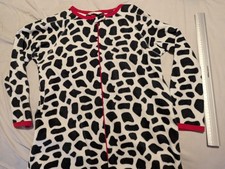 One Piece Full Zip Hoodie Fleece   Pajamas  Suit Red White Black Cow  S