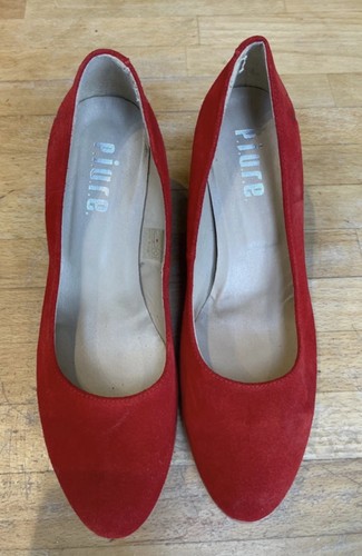 Ladies burgundy suede court - burgundy,