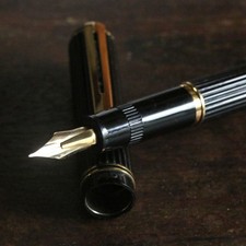 Pilot Namiki Justus 14K-585 M Nib Fountain Pen Black Stripe Tested w/ New CON-40