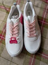 Girls Pineapple Lace Up White & Pink Trainers: Size 4