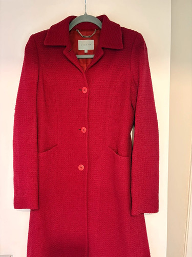 Women red jigsaw coat - coat, size