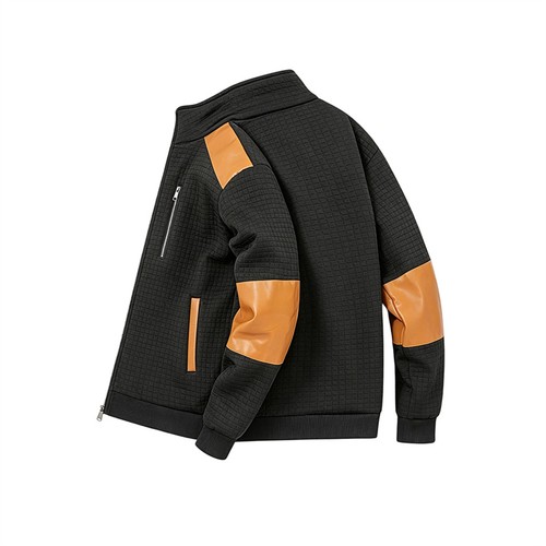 Men plaid color block fleece - color,