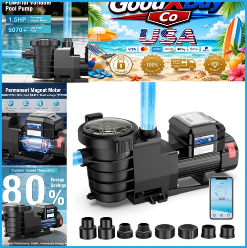 Variable speed pool pump 5hp - pool, 1.5hp