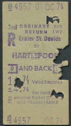 Railway ticket 2nd - exeter, st