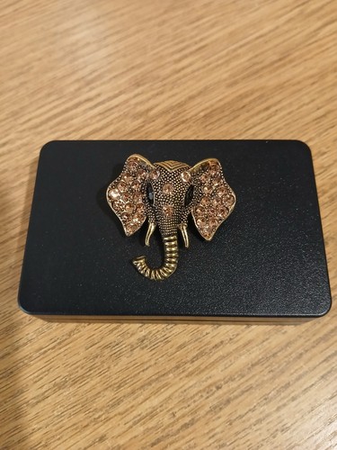 Rhinestoned elephant brooch - rhinestoned,