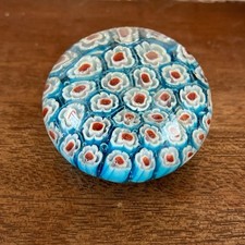 Old Vintage Antique Collectible Small Millefiori Glass Paperweight
