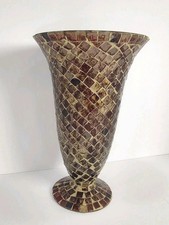 Mosaic glass pedestal vase red - mosaic,