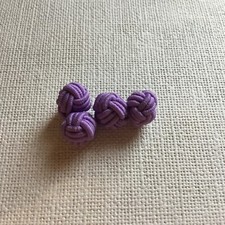NWOT 2 Pairs Cufflinks Mauve Light Purple Fabric Knots Monkey Fist Elasticated
