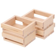  4 Pcs Mini Crates Wooden Box Dollhouse Storage Fairy Garden Decor