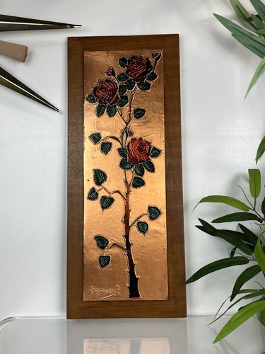 Vintage repousse copper wall - repousse,