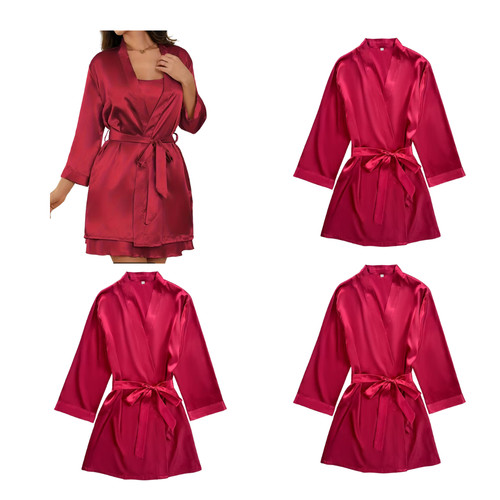 Joblot red satin robes xs - 4x,
