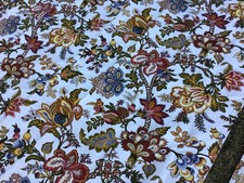 Pair Vintage Curtains Fabric Material screen printed 5 th ave floral Jacobean 