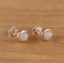 Rainbow Moonstone 925 Sterling Silver Round Stud 8mm Earrings Gift Boxed