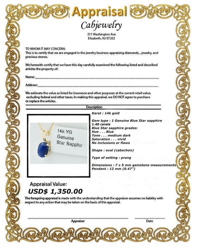 Genuine cts star sapphire - 1.40,
