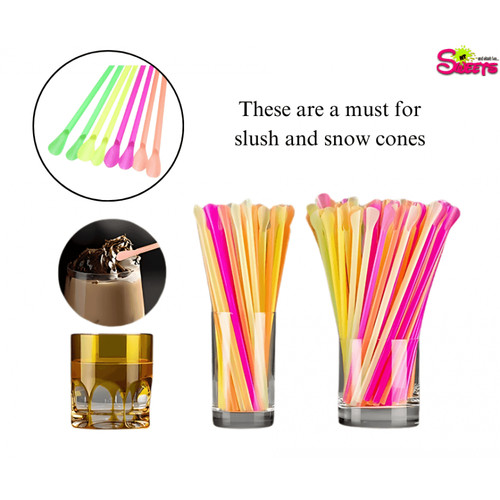 Biodegradable spoon straw neon - straw,