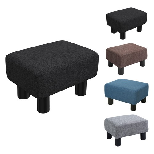 Linen fabric footstool ottoman - linen,