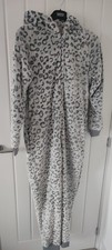 M&S Size 12 Cosy Warm Grey  Animal Print One piece with hood  (new) 