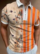 Polo T Shirt Men Zipper Collar