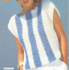 Womens Easy Knit Sleeveless Slash Neck Top Knitting Pattern 32-40 Bust 5.5 pins