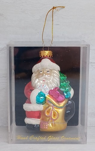 Hand crafted glass santa - crafted,