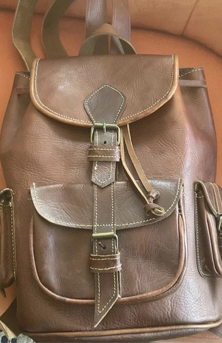 Genuine leather backpack tan - backpack,