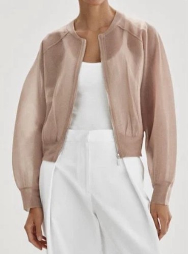 Zara knit bomber jacket beige - knit,