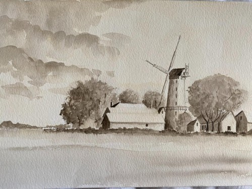 Watercolour sutton mill - sutton,
