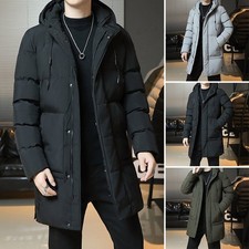 Men's Winter Hooded Long Jackets Quilted Bubble Coats Padded Puffer Warm Coats