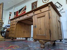 Late 19th Century French Partners Desk In Pitch Pine. Office/Vintage/Antique
