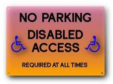 A4 Disabled Access No Parking Sign – Orange Aluminium Composite Outdoor Notice