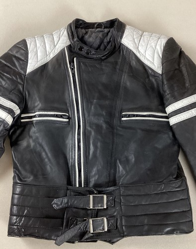 Vintage leather biker jacket - leather,