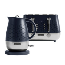 Morphy Richards Cassini 1.7L kettle & 4 Slice Toaster Set Navy Breakfast set