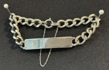 Vintage Mens Womens 925 Sterling Silver Curb Link Identity Bracelet 30g