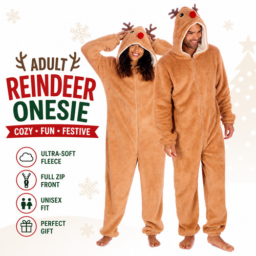 Adults reindeer 1onesie brown - reindeer,