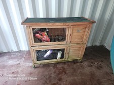 Wooden Rabbit Hutch with Run Small Animal Guinea Pig House 
