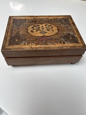 Vintage 1940s Italian Wooden Music Box  Napoli HMT Alcantara 1st Voyage Souvenir